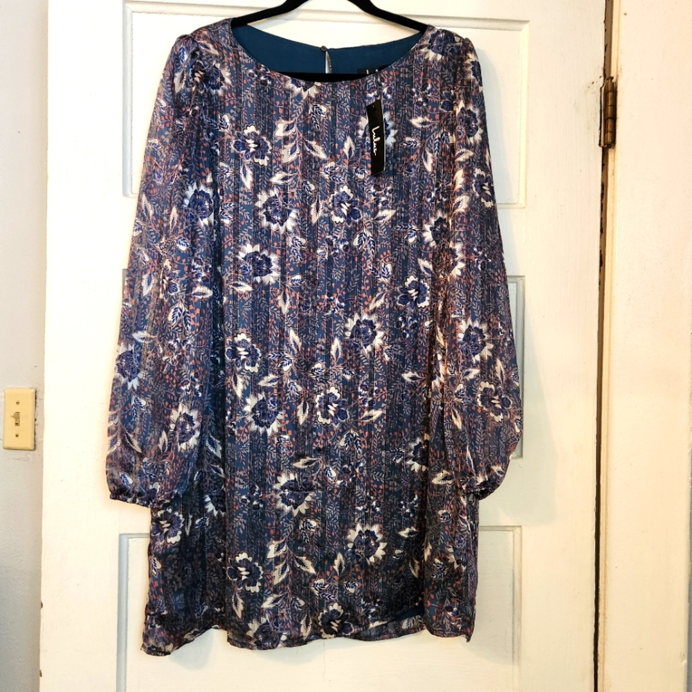 Lulus Mini Shift Dress Ashford Forest Green Floral Print, Sz L Paisley Boho NWT